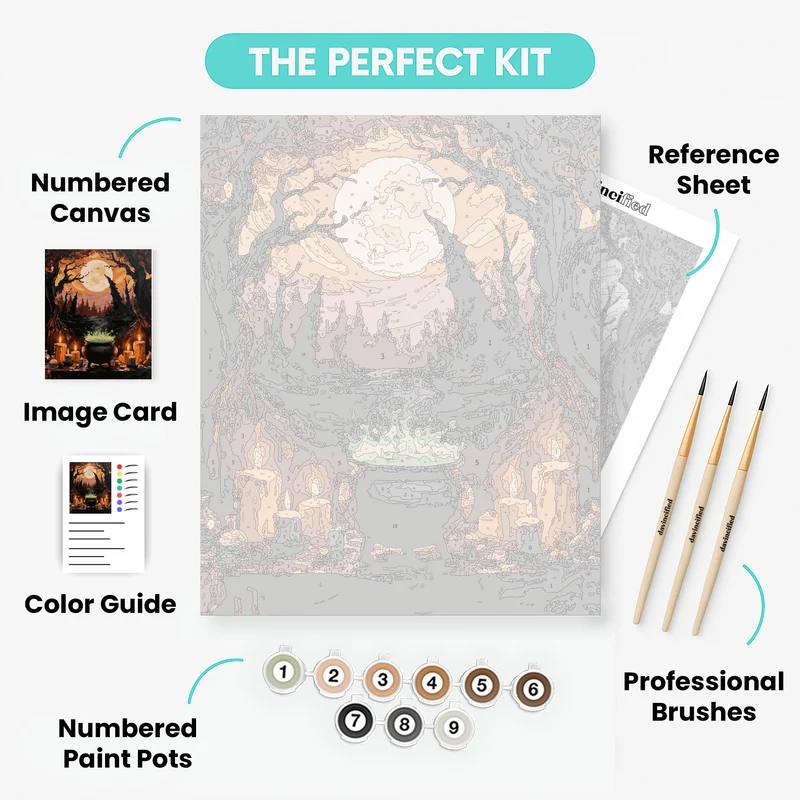 Witches' Brew Under Moonlight - Paint by Numbers Kit