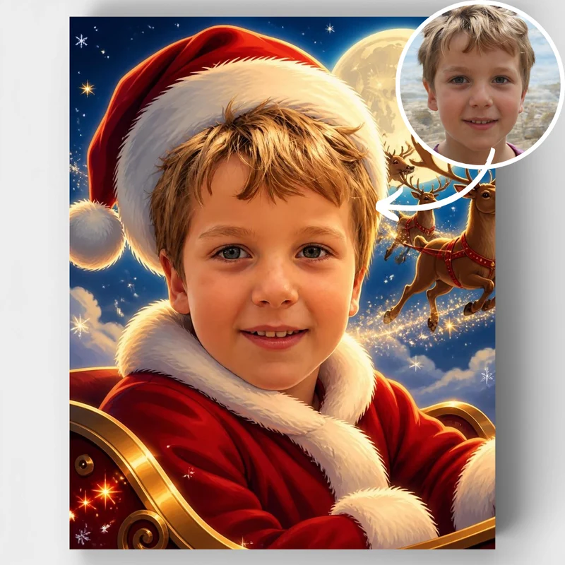 Little Santa's Magical Sleigh Ride - Custom Paint by Numbers Kit