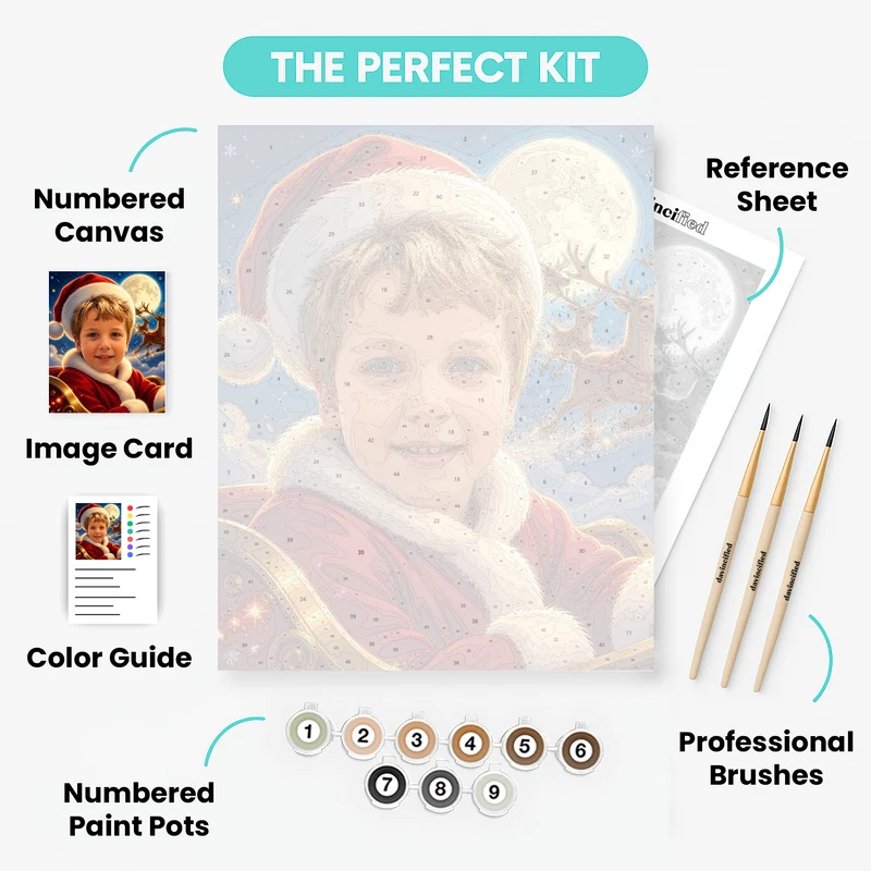 Little Santa's Magical Sleigh Ride - Custom Paint by Numbers Kit