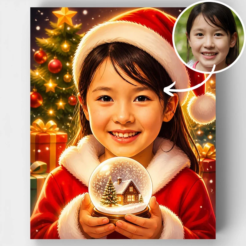 Christmas Magic Snow Globe - Custom Paint by Numbers Kit