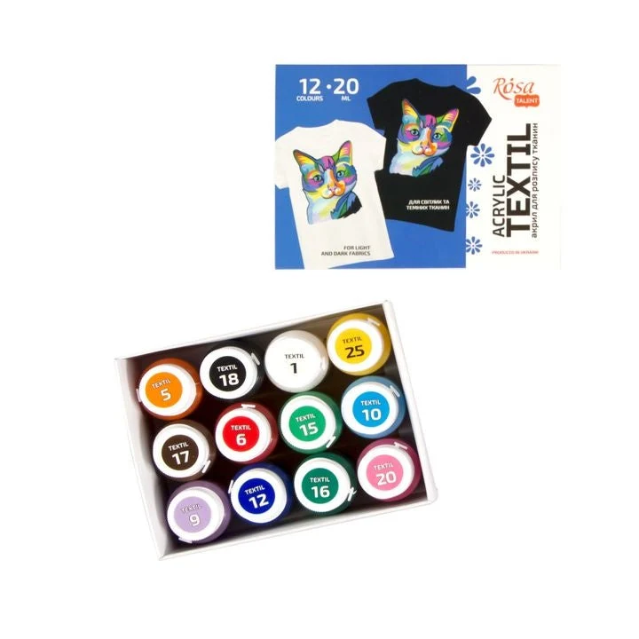 Komplet akrilnih barv za tekstil CAT | ROSA TALENT