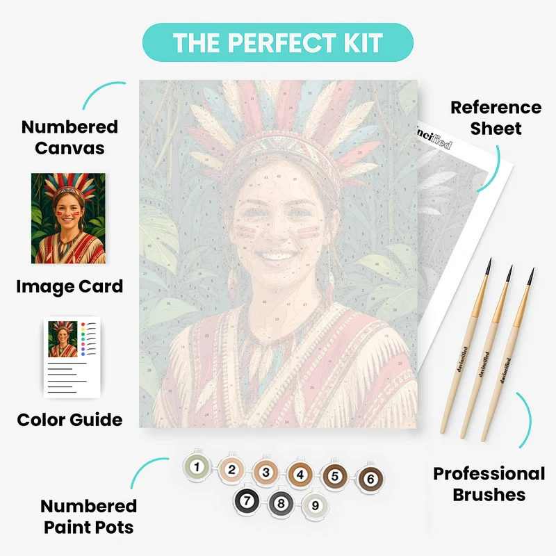 Feather Headdress Portrait - Custom Paint by Numbers Kit