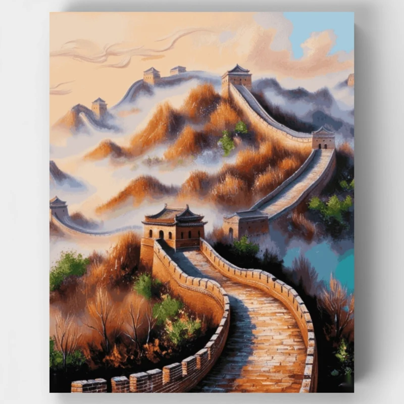 Great Wall in Autumn Mist - Paint by Numbers Kit