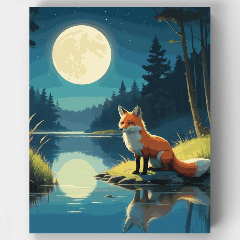 Moonlit Fox - Paint by Numbers Kit