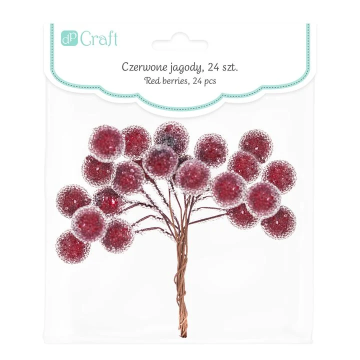 3D okrasne vejice z rdečimi jagodami