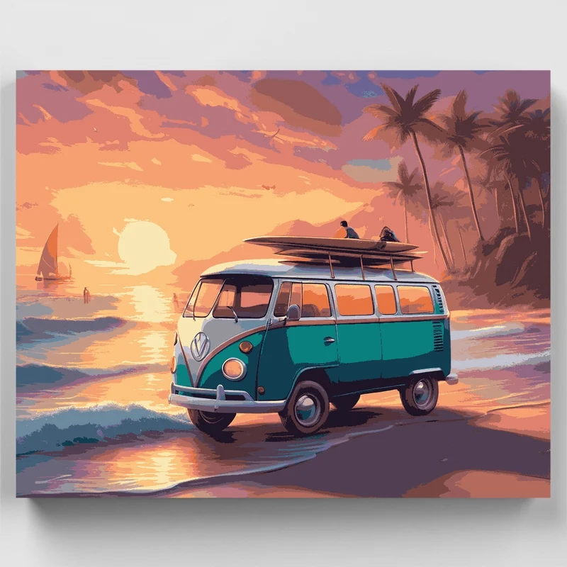 Sunset Surfers Van - Paint by Numbers Kit