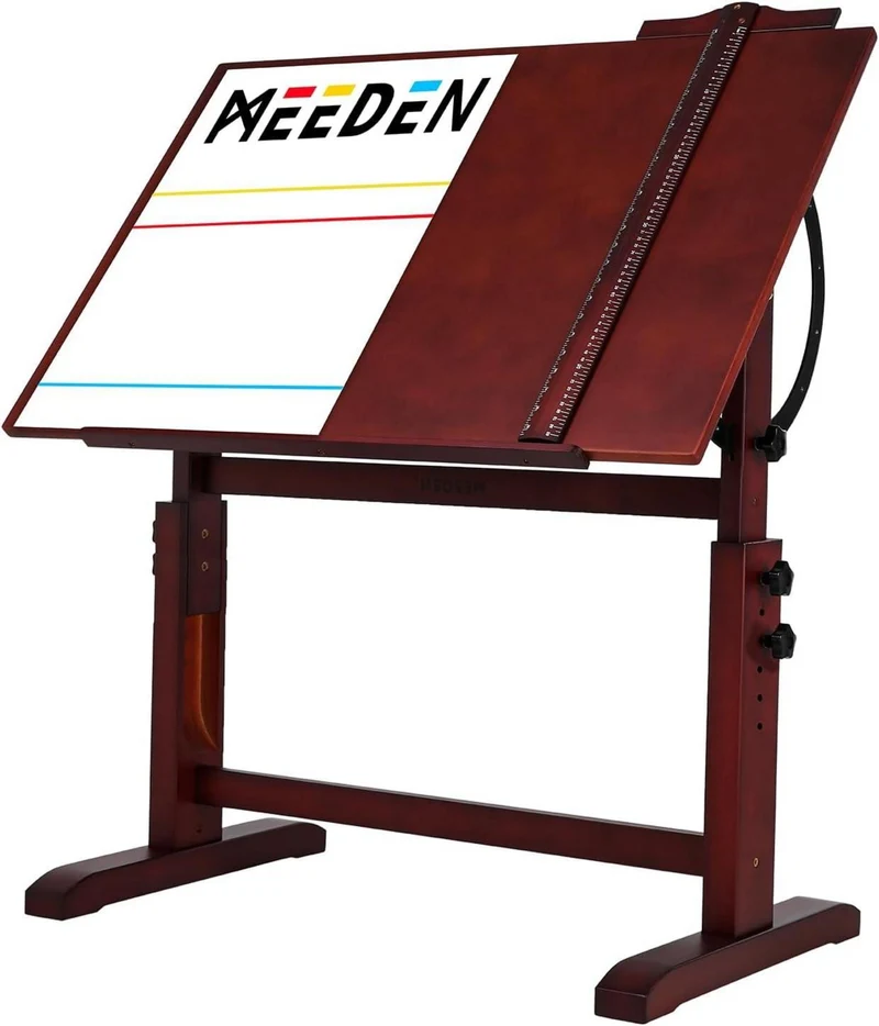 MEEDEN Holz-Zeichentisch 90x60cm Verstellbare Höhe für