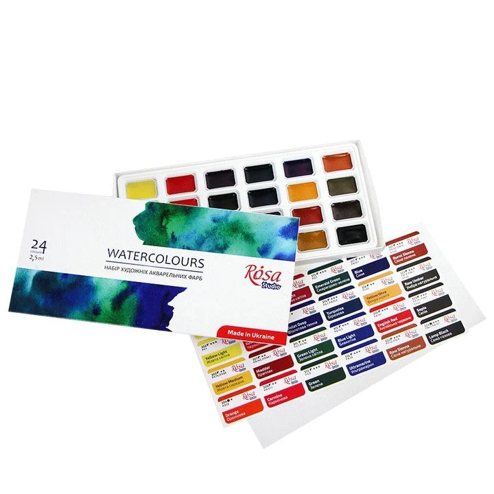 Set akvarelnih boja, ROSA STUDIO, 24x2,5 ml, pune posudice, karton