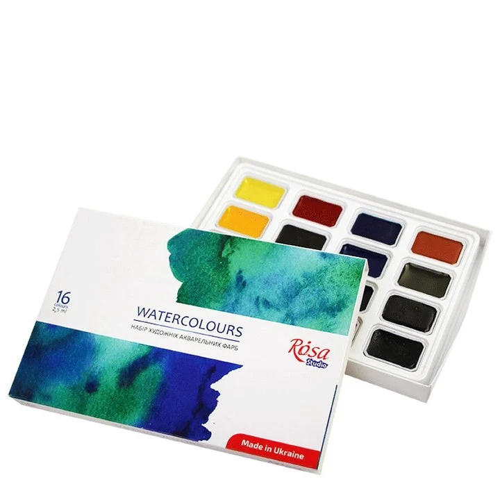 Set akvarel boja, ROSA STUDIO, 16x2,5 ml, pune posudice, karton