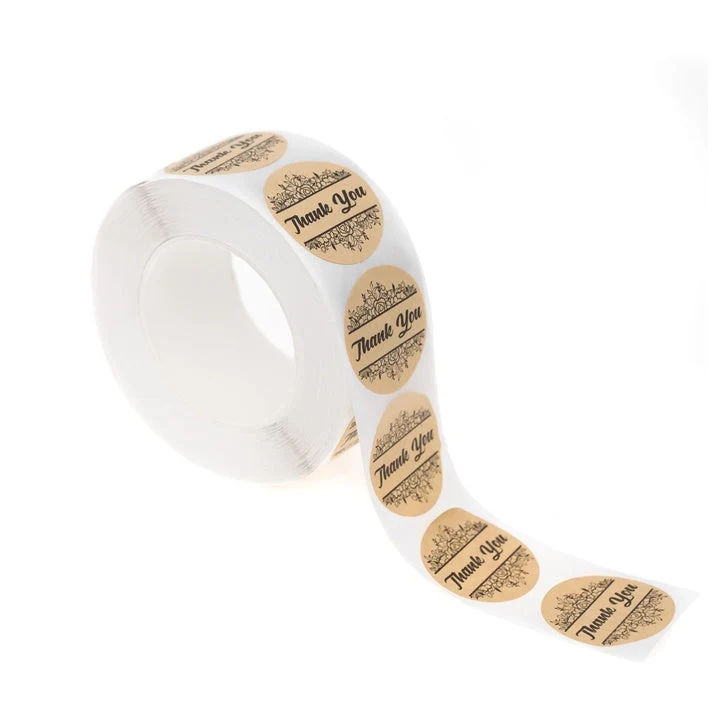 Стикери „Thank You“ крафт - 500 бр.