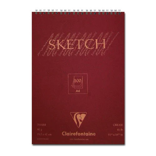 Скицник за рисуване със спирала 100 листа A4/A3 Clairefontaine - кремаво