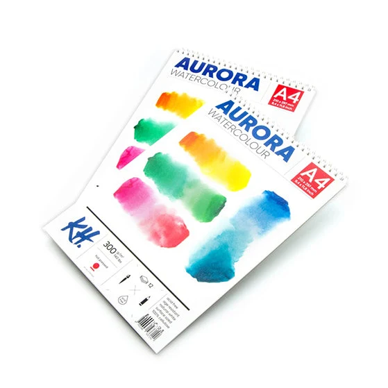 Акварелен блок AURORA hot press със спирала - 12 листа