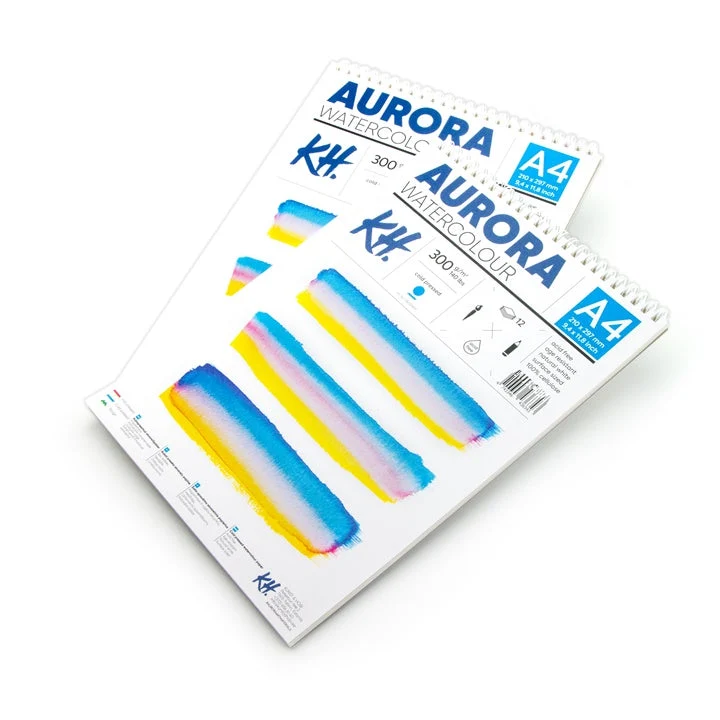 Акварелен блок AURORA cold press със спирала - 12 листа