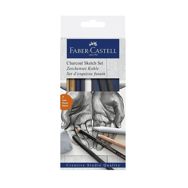 Въглен за скициране Faber-Castell - комплект от 7 броя