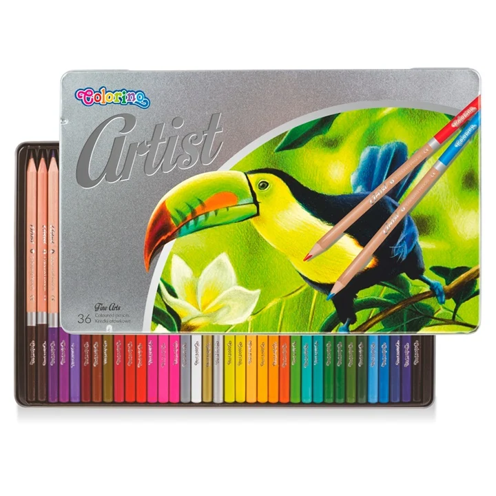 Цветни моливи за художници Colorino в калаена кутия - комплект от 36