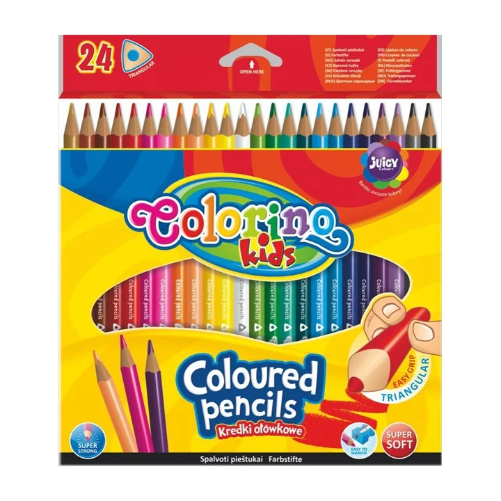 Триъгълни моливи за оцветяване Colorino за деца - 24 броя