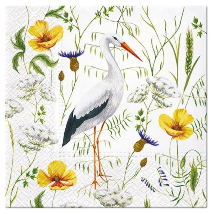 Салфетки за декупаж Stork in Grassland - 1 брой