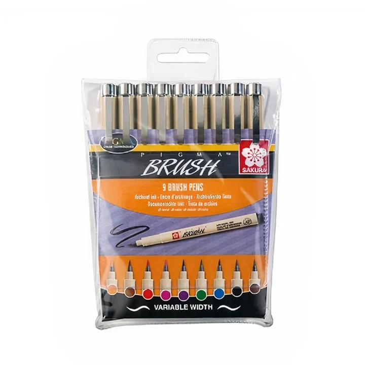 Комплект художествени фулмастри SAKURA Pigma Brush - 9 бр.