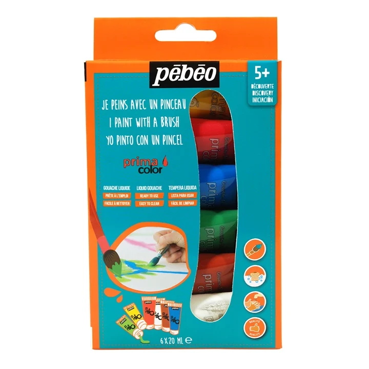 Комплект гвашови бои Pebeo Primacolor 6 x 20 ml