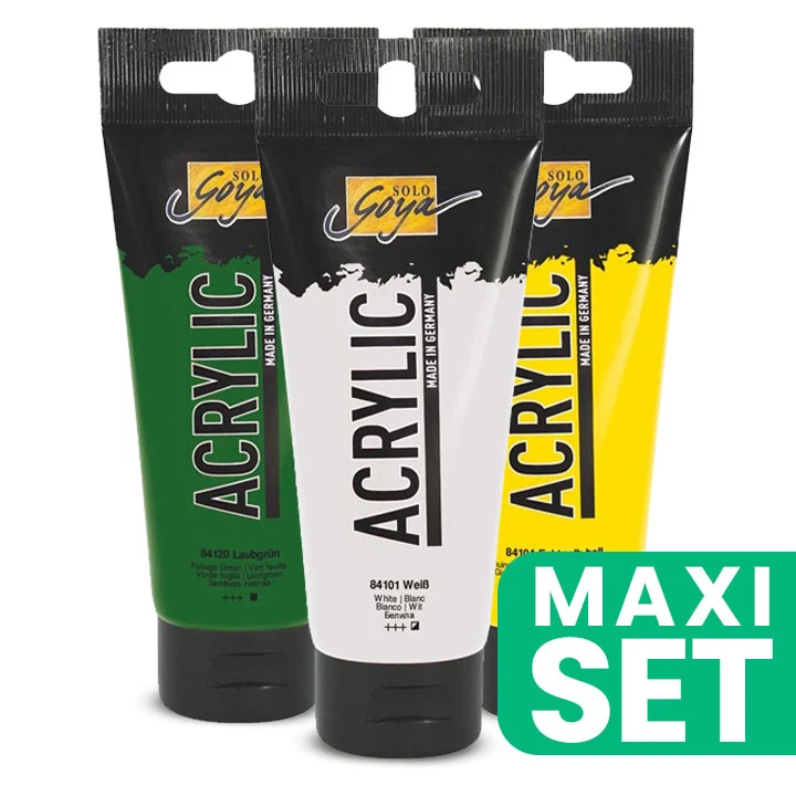 Комплект акрилни бои Solo Goya 3x100 ml - Смесете зеления си цвят