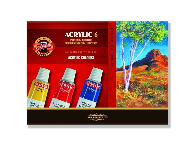 Комплект акрилни бои KOH-I-NOOR -6 x 16 ml
