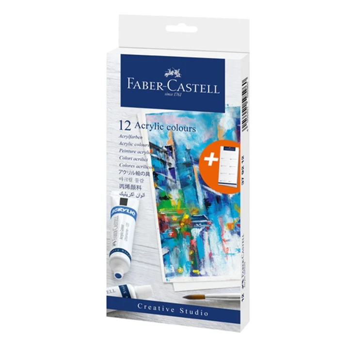 Комплект акрилни бои Faber-Castell в туба - 12 части