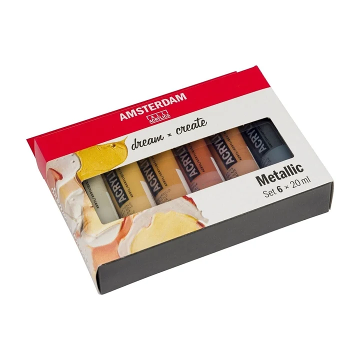 Комплект акрилни бои AMSTERDAM dream and create Metallic 6 x 20 мл