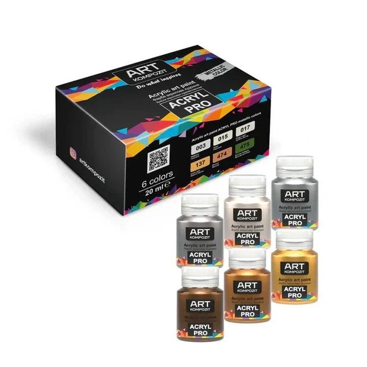 Комплект акрилни бои ACRYL PRO Metallic