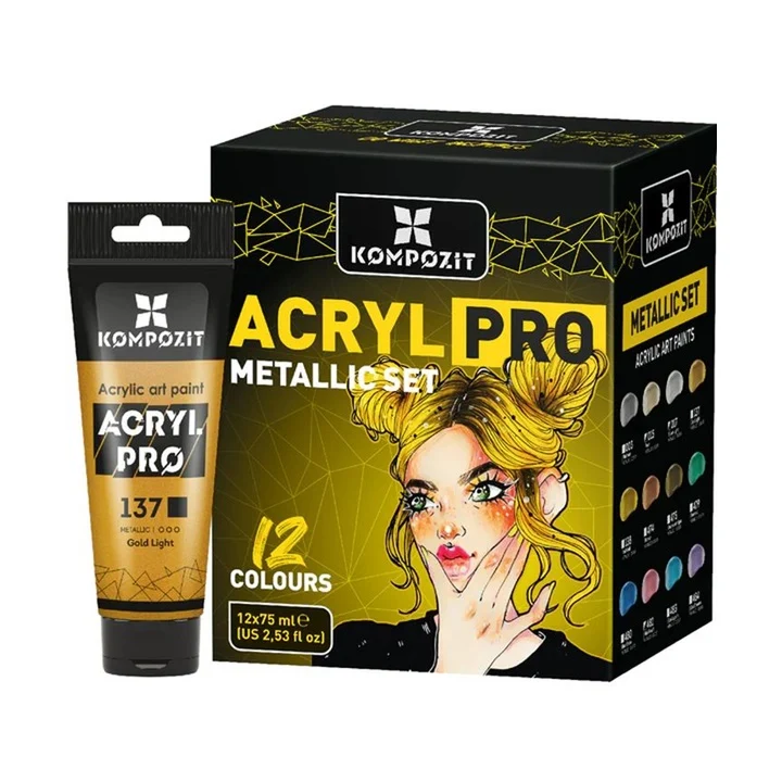 Комплект акрилни бои ACRYL PRO METALLIC