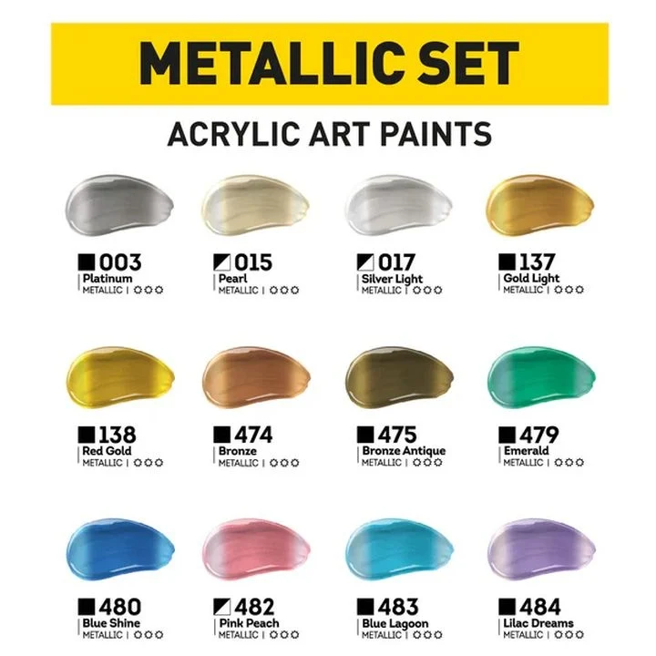 Комплект акрилни бои ACRYL PRO METALLIC