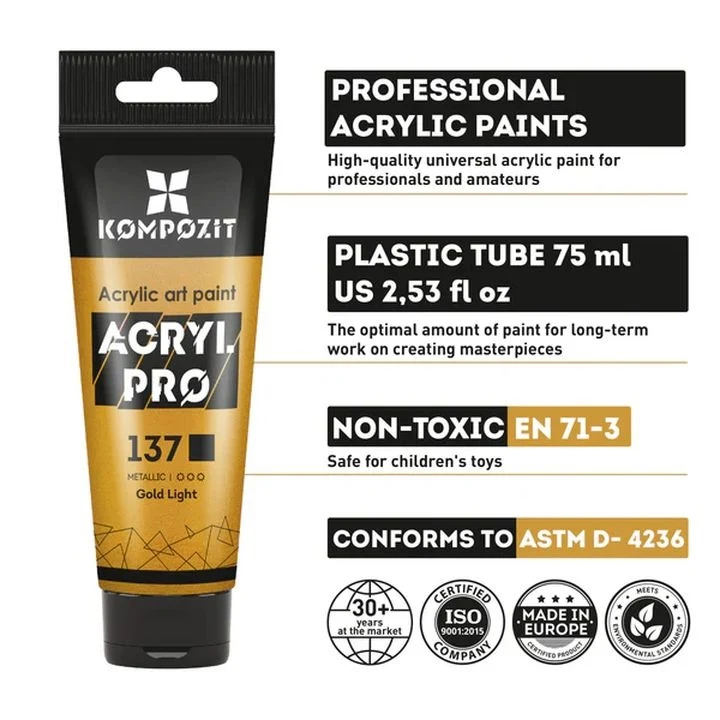 Комплект акрилни бои ACRYL PRO METALLIC