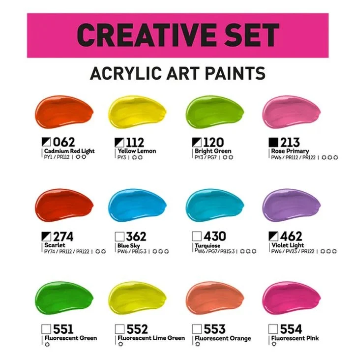 Комплект акрилни бои ACRYL PRO CREATIVE