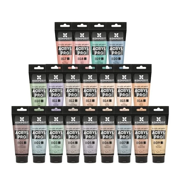 Комплект акрилни бои ACRYL PRO Kompozit Pastel