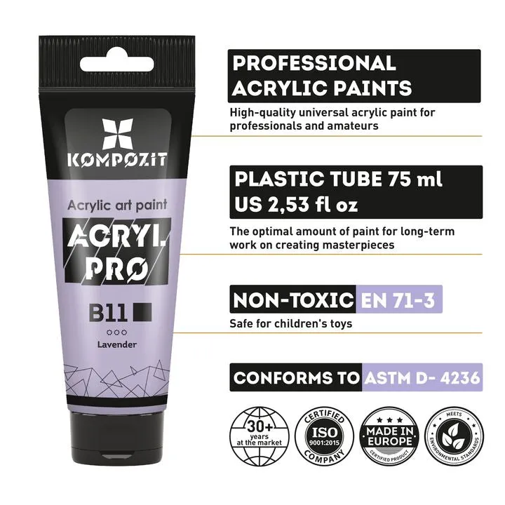 Комплект акрилни бои ACRYL PRO Kompozit Pastel