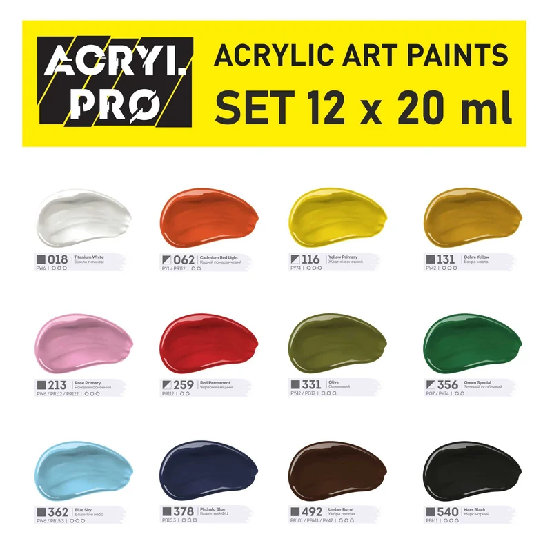 Комплект акрилни бои ACRYL PRO Kompozit