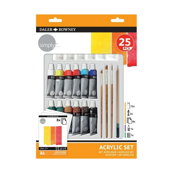 Комплект акрил с аксесоари Daler Rowney 25 бр.