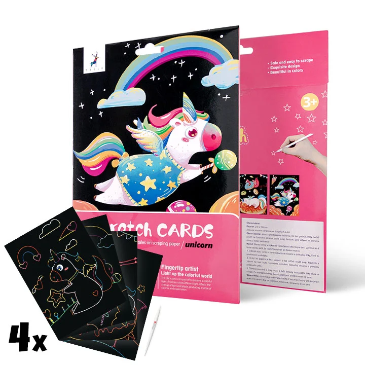 Магически картини за надраскване за деца - Unicorn - 4 броя