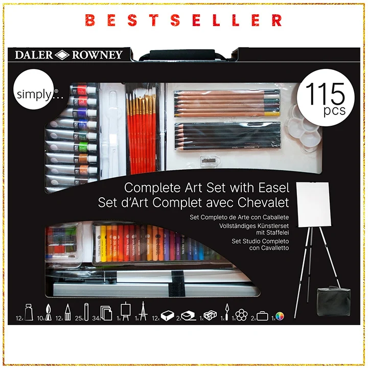 Голям художествен комплект Daler-Rowney със статив - 115 части