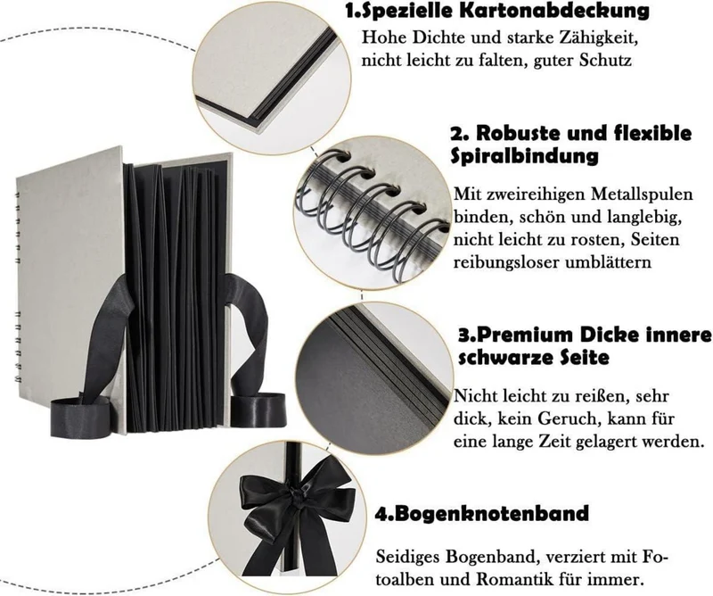 Fotoalbum zum Selbstgestalten DIY 80 Seiten grau