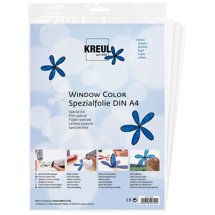 Фолио за бои за стъкло KREUL - 3 листа A4