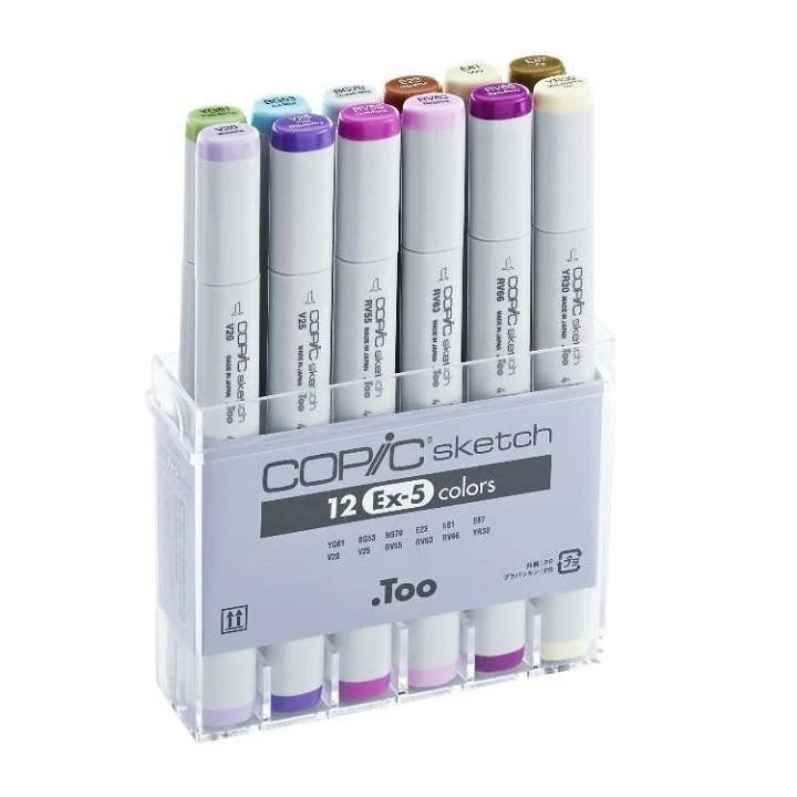 Флумастери COPIC Sketch Ex-5 - комплект от 12 броя
