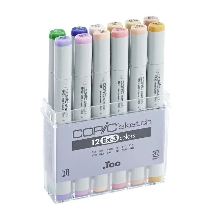 Флумастери COPIC Sketch Ex-3 - комплект от 12 броя