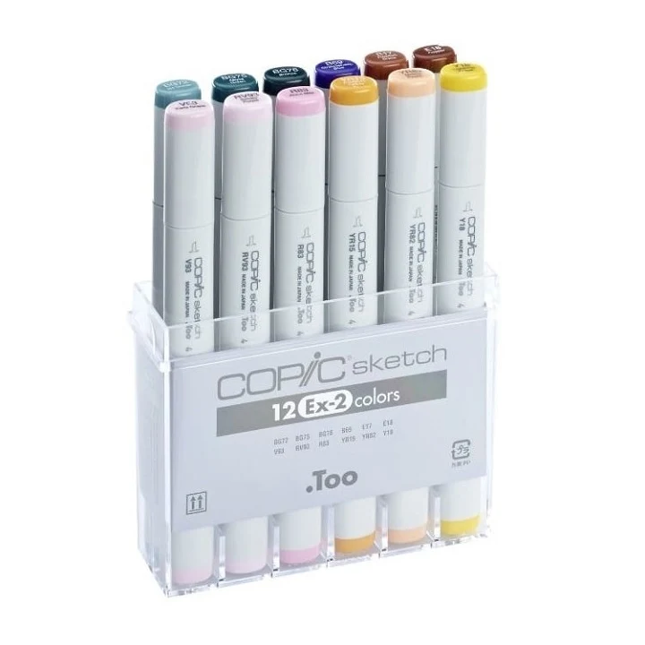 Флумастери COPIC Sketch Ex-2 - комплект от 12 броя