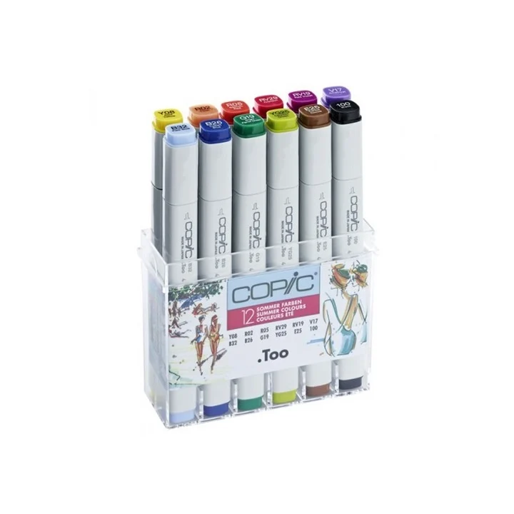 Флумастери COPIC Classic Summer Colours - комплект от 12 броя