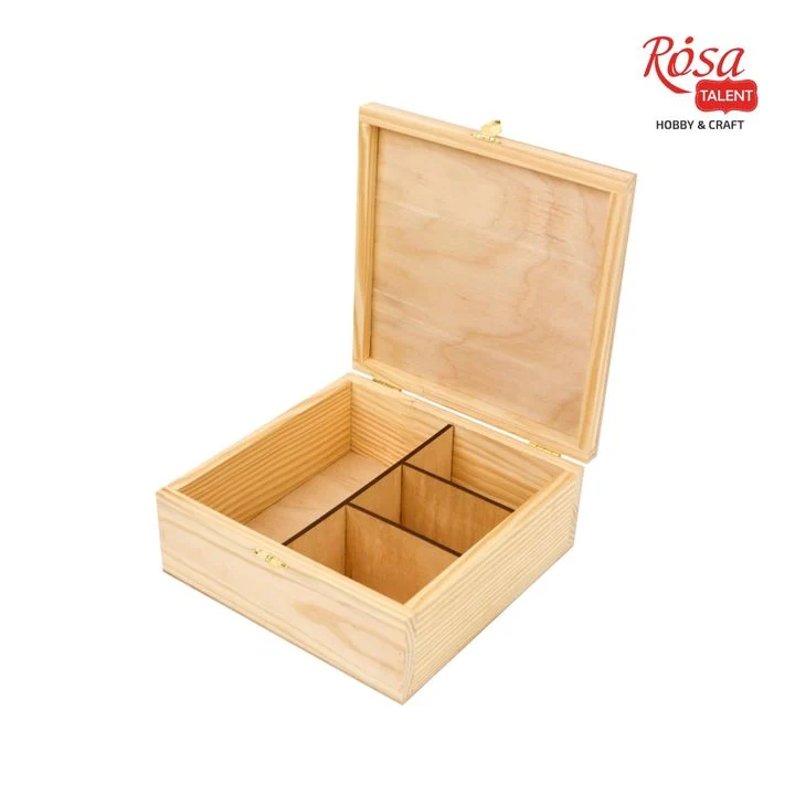 Drevená krabička so zámkom a 4 priehradkami ROSA TALENT 20х20х8 cm
