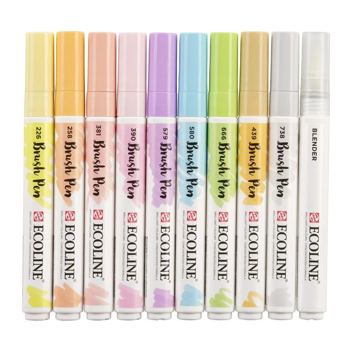 Акварелни писалки ECOLINE BRUSH PEN пастел 10 бр.
