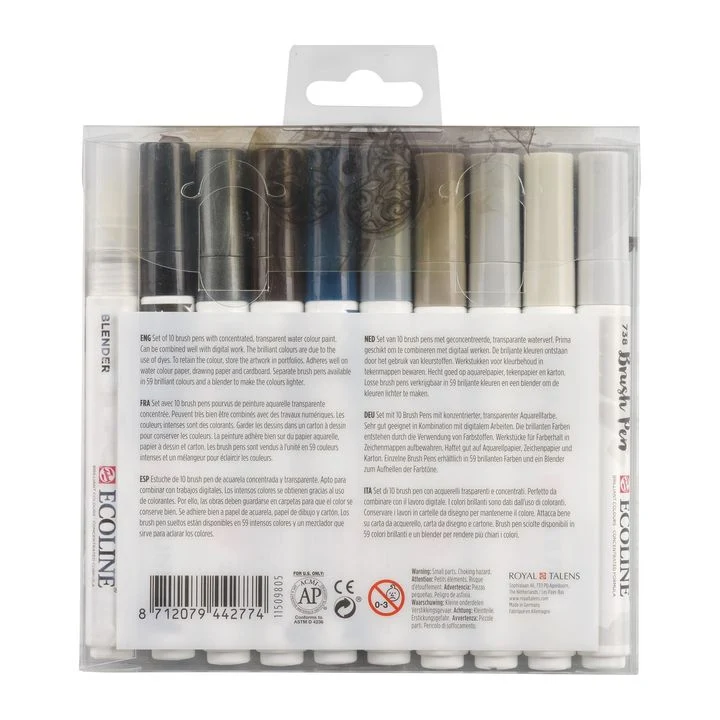 Акварелни писалки Ecoline Brush Pen Greys