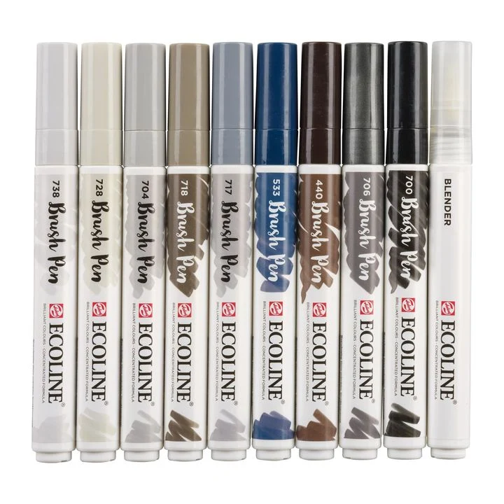 Акварелни писалки Ecoline Brush Pen Greys