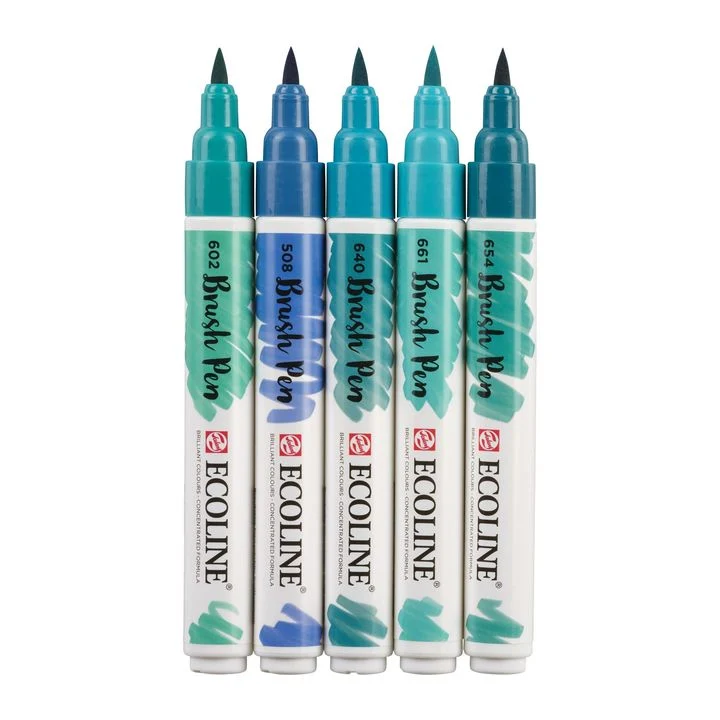 Акварелни писалки Ecoline Brush Pen Green Blue