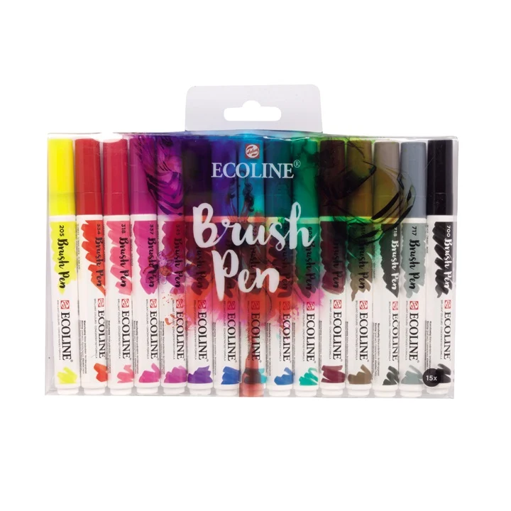 Акварелни маркери Ecoline Brush Pen - 15 части комплект